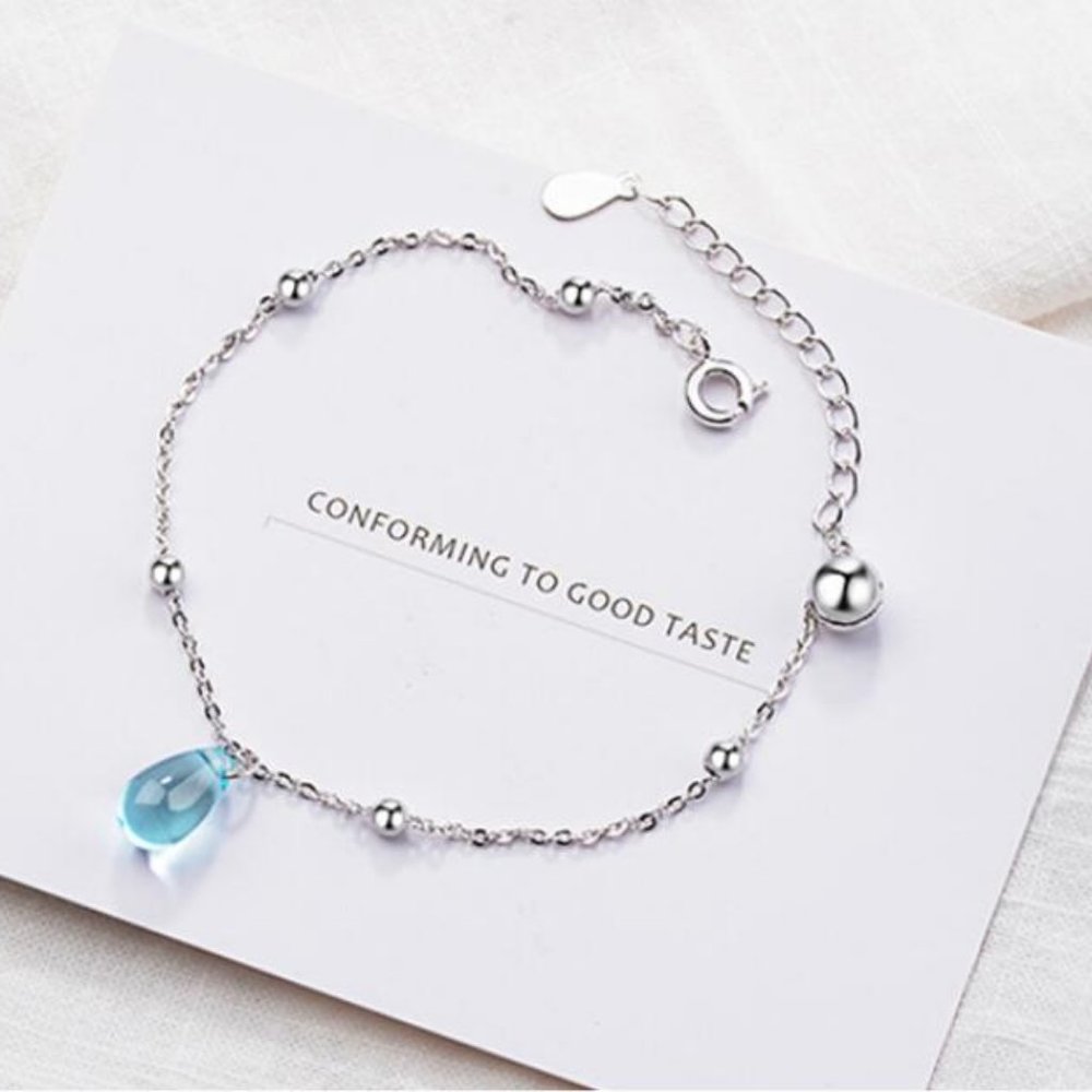 NEW 925 Sterling Silver Crystal Waterdrop Bracelet - Picture 1 of 6